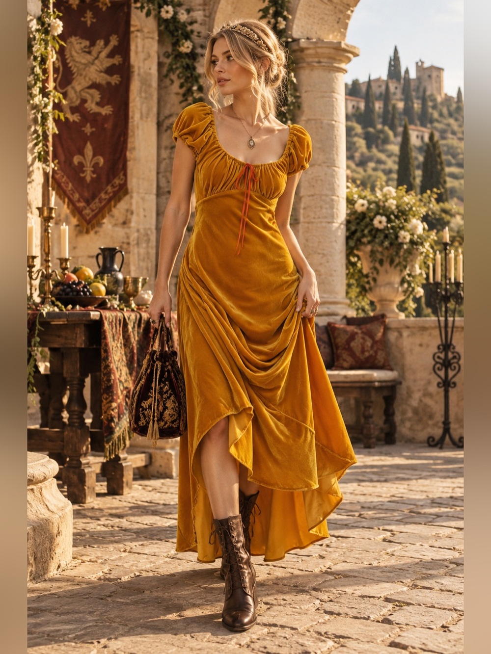 Free people Delia empire Velvet Maxi Dress
